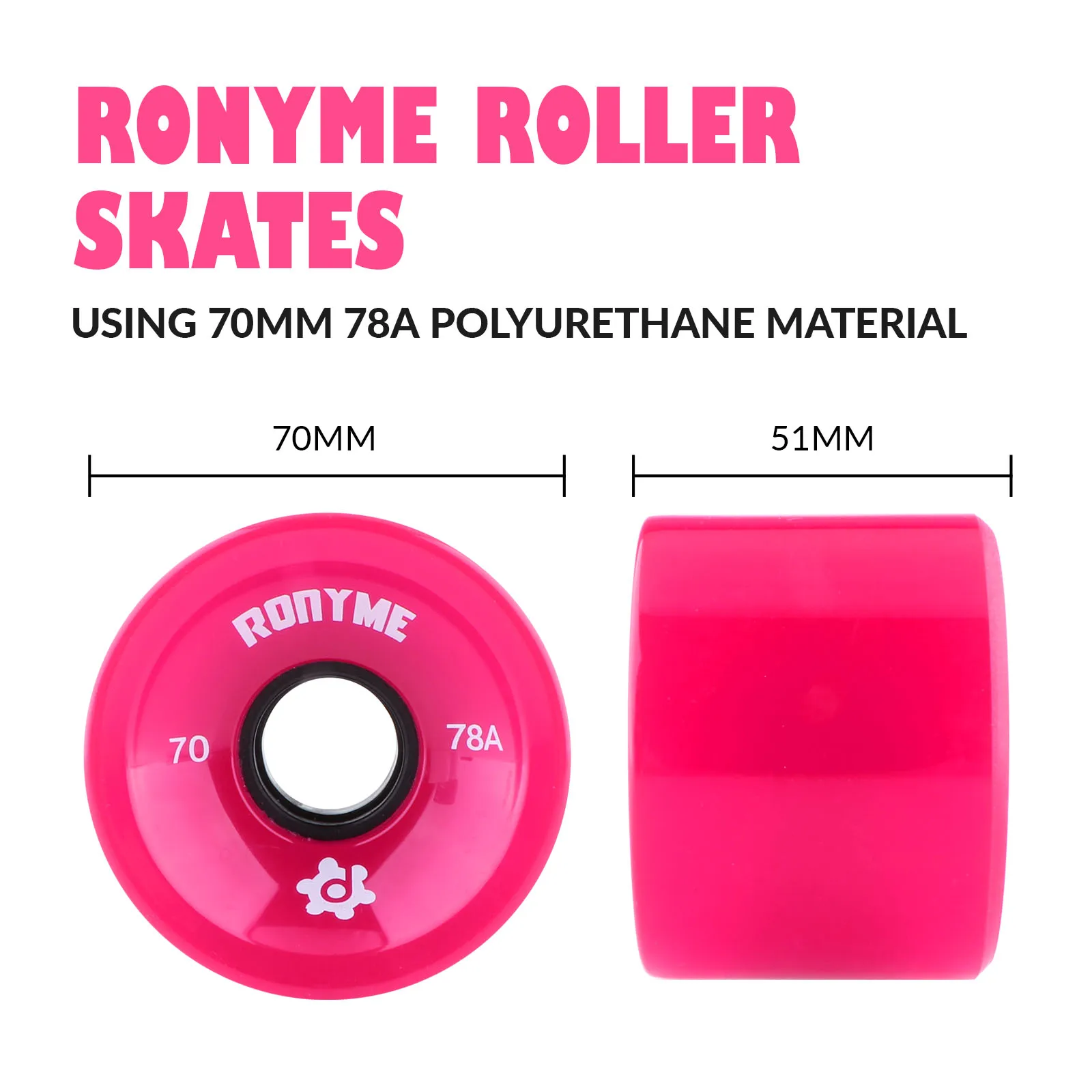 Ronyme 4 pieces ABEC-9 78A Longboard Wheels High Performance PU Skateboard Roller Replacement Accessories