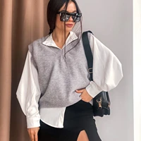 zhisilao 2020 new winter women knitted sweaters pullovers sleeveless loose casual ladies basic sweater vest female chic tops