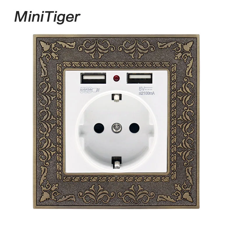 Высококачественная ретро-панель Minitiger из цинкового сплава 16 А Белая настенная