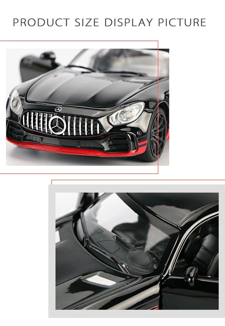 1/32 литой спортивный автомобиль из сплава, модель Benz AMG GTR, вытяжной светильник со звуком, литые игрушки, модели автомобилей для детей, подарки на день рождения