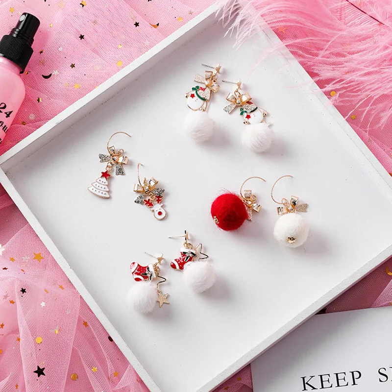 Осенне-зимние популярные ювелирные изделия милые рождественские серьги с милым