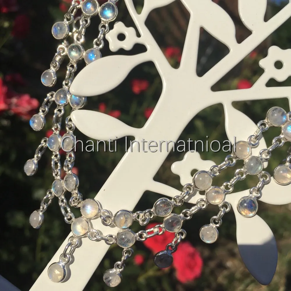 Chanti International твердый Радужный Лунный Камень женское ожерелье чокер ручной работы
