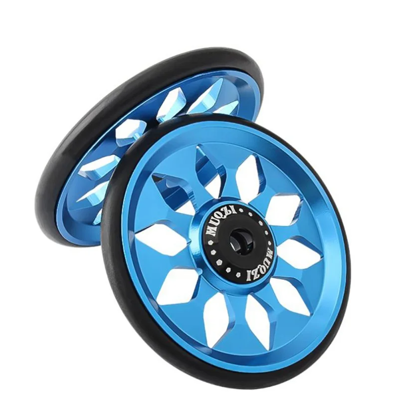 

1 Pair Bicycle Push Assist Wheels 6 Colors Aluminum Alloy Super Lightweight Wheels + Titanium Bolts Brompton