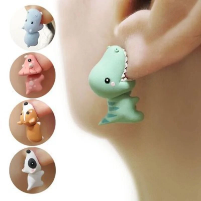

A Pair 2.5cm Dinosaur Hippopotamus Corgi Animal Stud Earrings Cute Funny Modeling The New Personalise Accessories Pendant