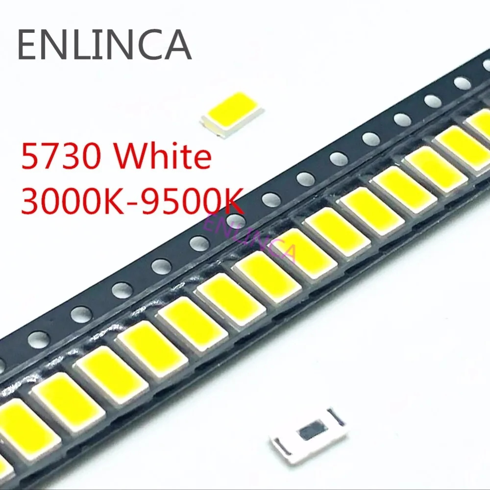 100 шт. 5730 CW WW 0 5 W 150Ma 50 55lm белый светильник 3000K 4000K 6000K 95000K SMD 5630 Светодиодный диоды для