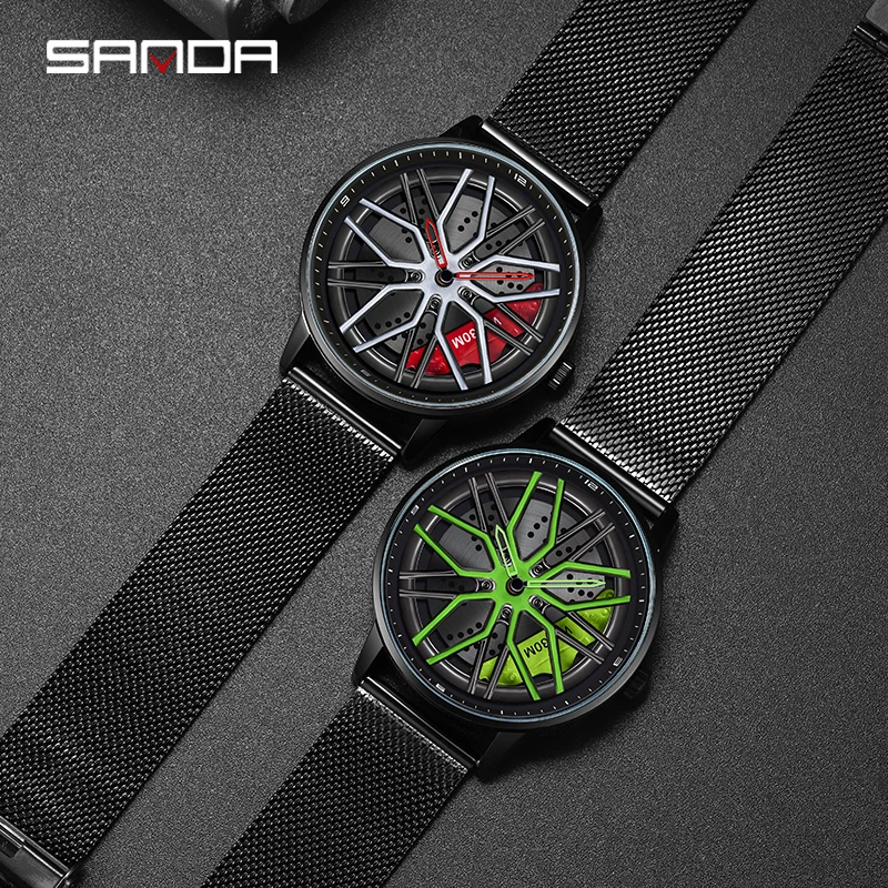 [360° Spinning] SANDA 2022 Fashion New Flagship Men Quartz Watch Unique Racing & Furious Rotating Wheel Wristwatch Gifts 1107 images - 6