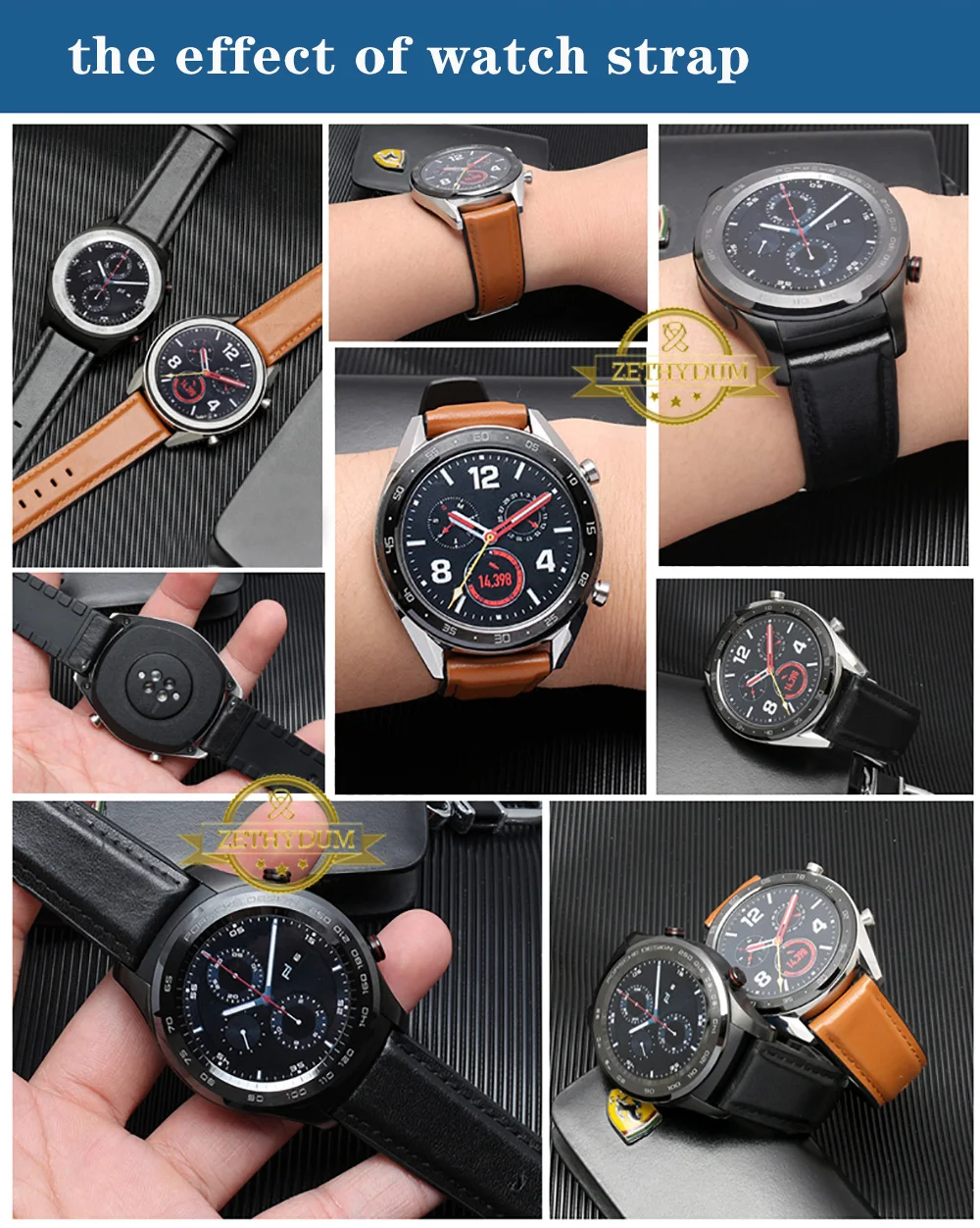 Ремешок из натуральной кожи и силикона для huawei Watch GT Watch 2pro Dream Magic watch ремешок 22 мм смарт-часы браслет