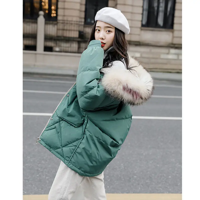 Зимняя куртка с капюшоном меховой воротник Женская парка пальто 2019 большой