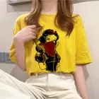 Женская летняя футболка в стиле Харадзюку, желтая модная повседневная футболка с принтом принцессы, 5 цветов, 2021