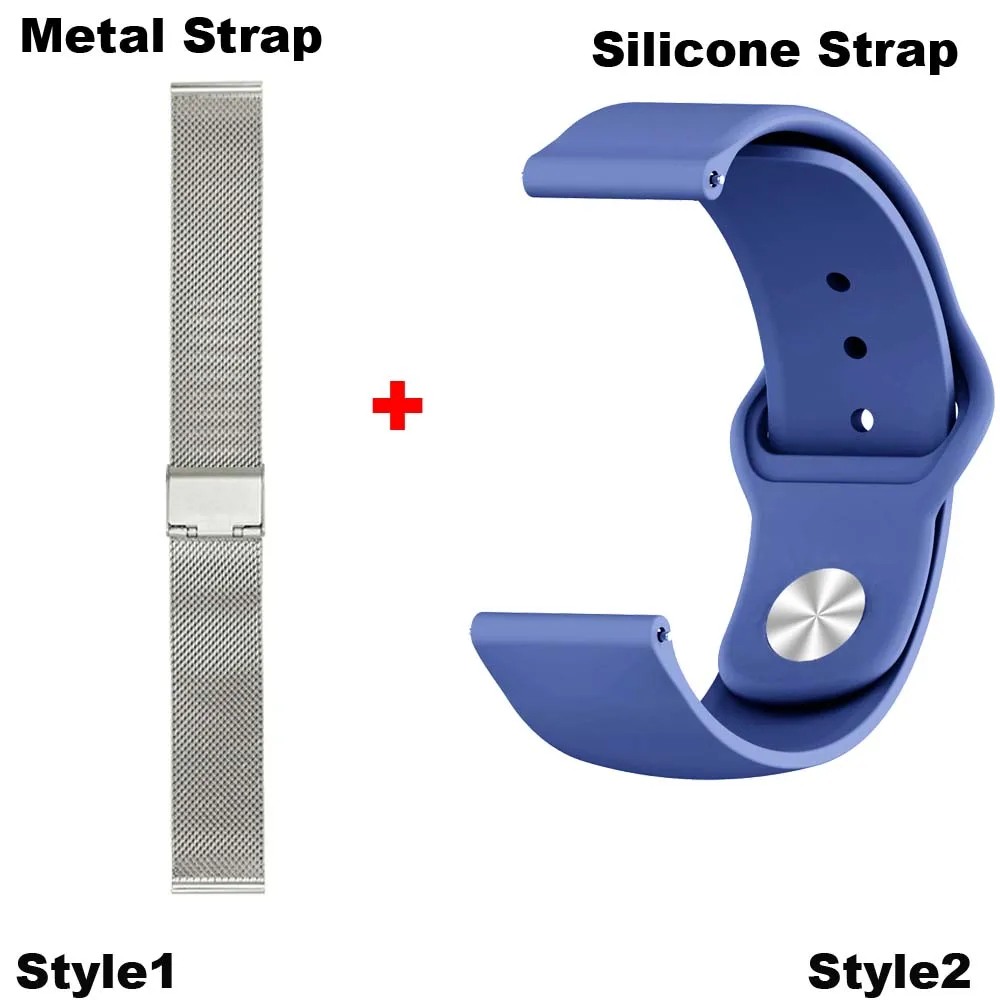 Silver-Blue 22 мм браслет ремешок для Xiaomi Huami Amazfit GTR 47 мм Pace Stratos 2 часы ремешок для samsung gear S3 Galaxy 46 мм Correa браслет - Цвет: Silver-Blue