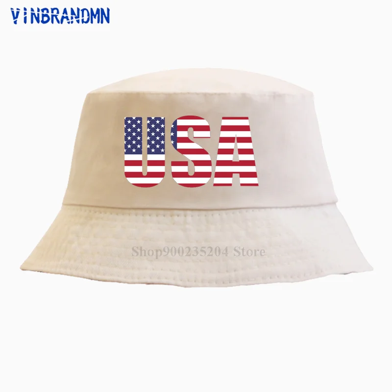 2021 Горячая распродажа шляпы-ведра с принтом флага США и полосами, модная рыбалка, повседневная мягкая хлопковая молодежная шляпа для солнца
