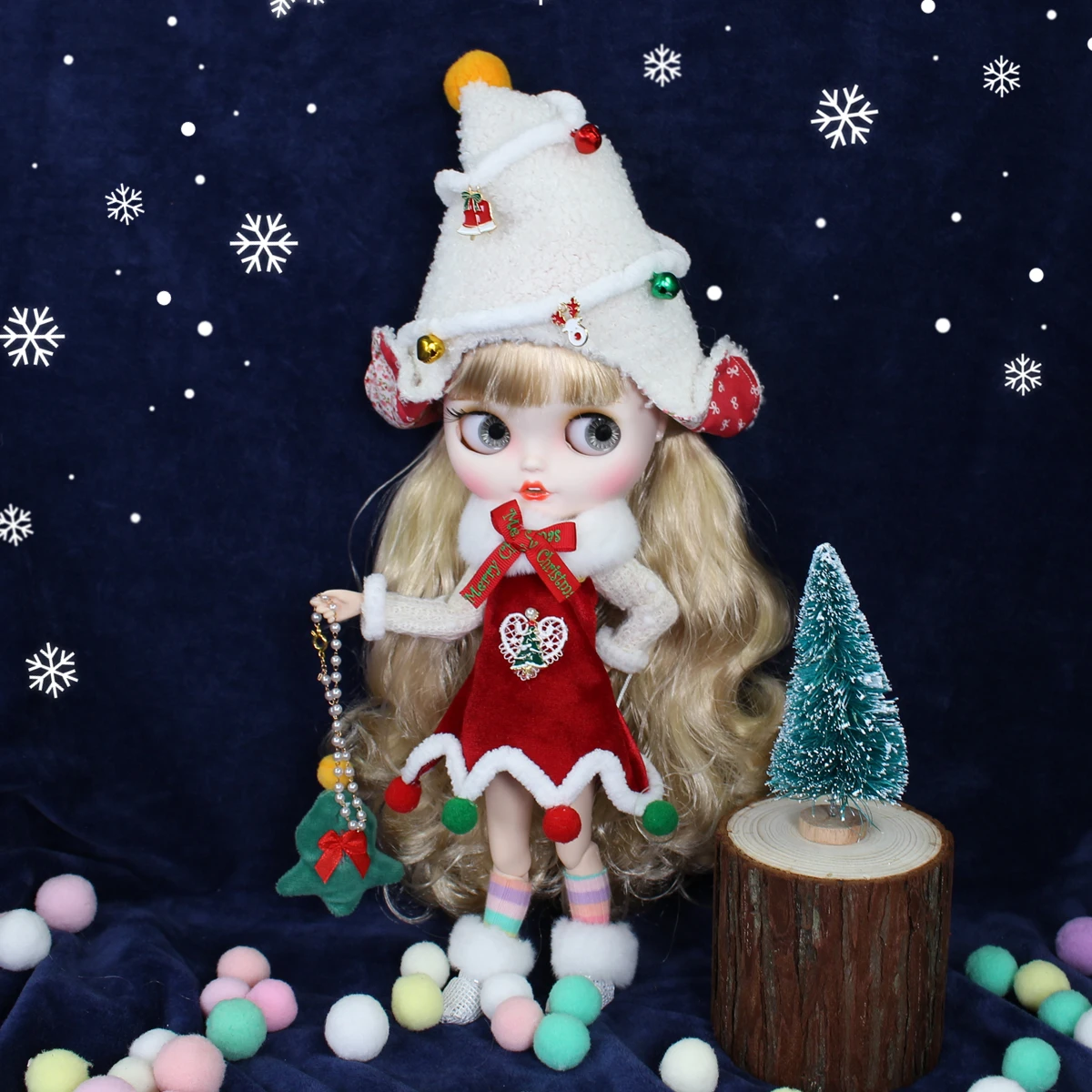 Ледяной DBS blyth кукла Счастливого Рождества наряды bjd одежда платье шляпа юбка шарф