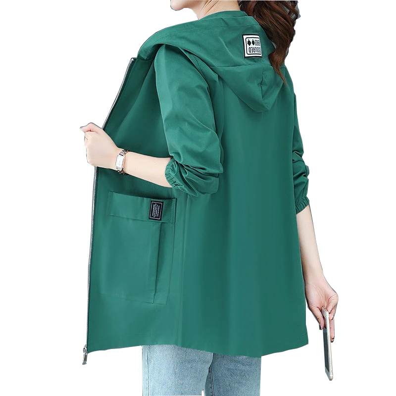 Ветровка женская однотонная модная Свободная куртка средней длины с большими