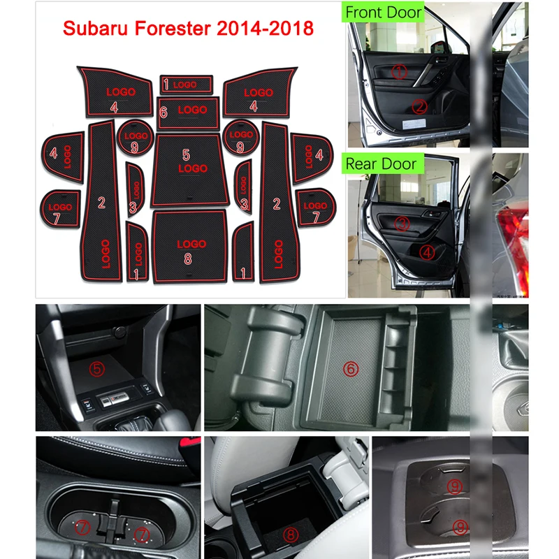Противоскользящая резиновая подстилка для дверей Subaru Forester SJ MK3 2014 ~ 2018 2015 2016 2017