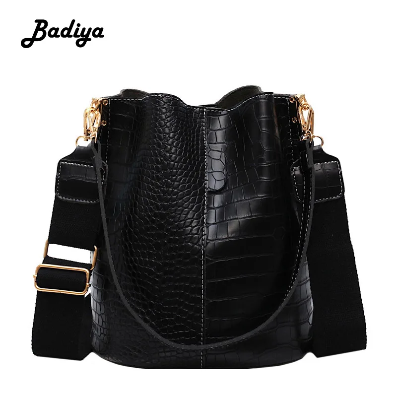 Модная Сумка ведро Женская Повседневная тоут сумка мессенджер с крокодиловым