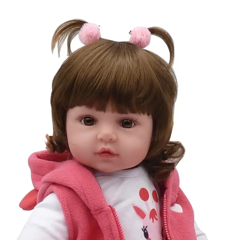 

GGsheng 24inch Silicon Lifelike Doll White Cartoon Clothes Pink Pants Coat Hat Shoes Deer Early Childhood Kids Baby Toys