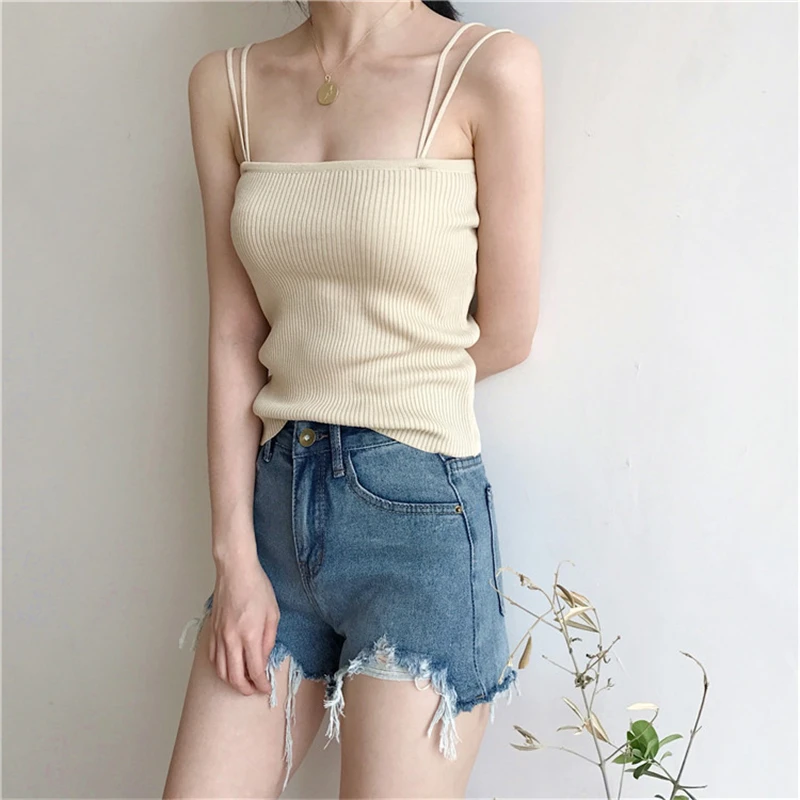 H10b14b1920024e5782418a4a9ffb9e05s - Summer Korean Basic Solid Cotton Camisole