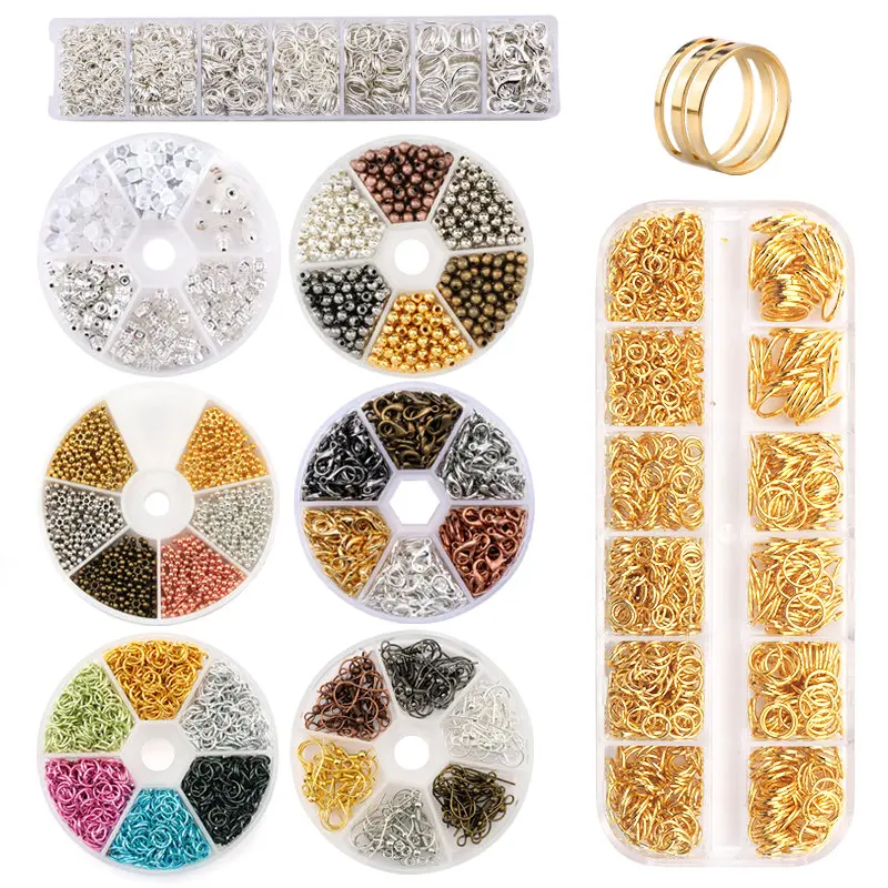 

Jewelry Findings Set open jump rings Loose spacer beads Earring hooks Rubber Earring Backs for Jewelry Making DIY handicraft