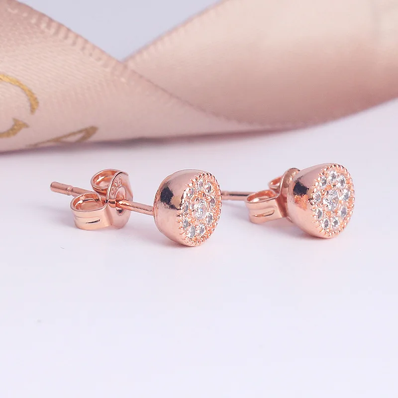 Stud Earrings Zircon Rose Gold Fashion Earring for Women Lotus Shape Simple Wedding Party Literary Gift Lady Jewelry | Украшения и