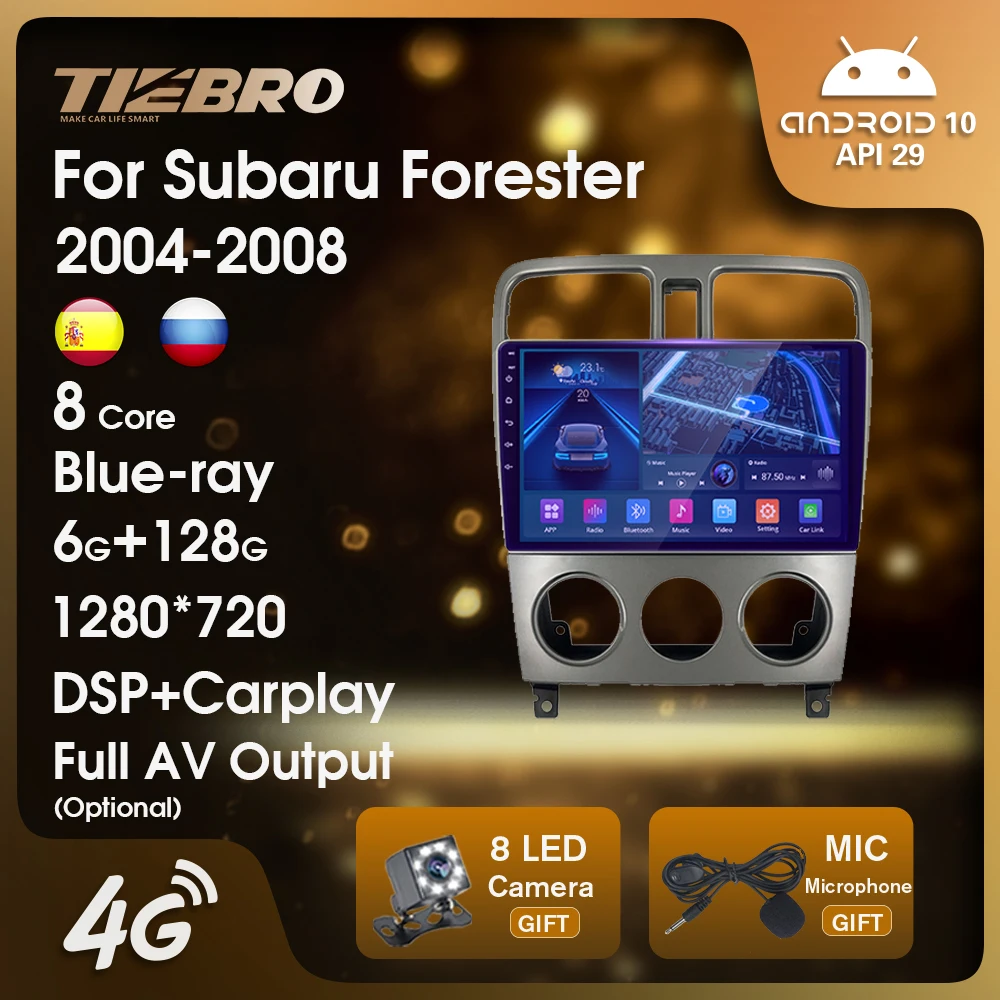 

TIEBRO 2DIN Android10 Car Radio For Subaru Forester 2004-2008 Blu-ray IPS Stereo Receiver GPS Navigation DSP Auto Radio 6G+128G