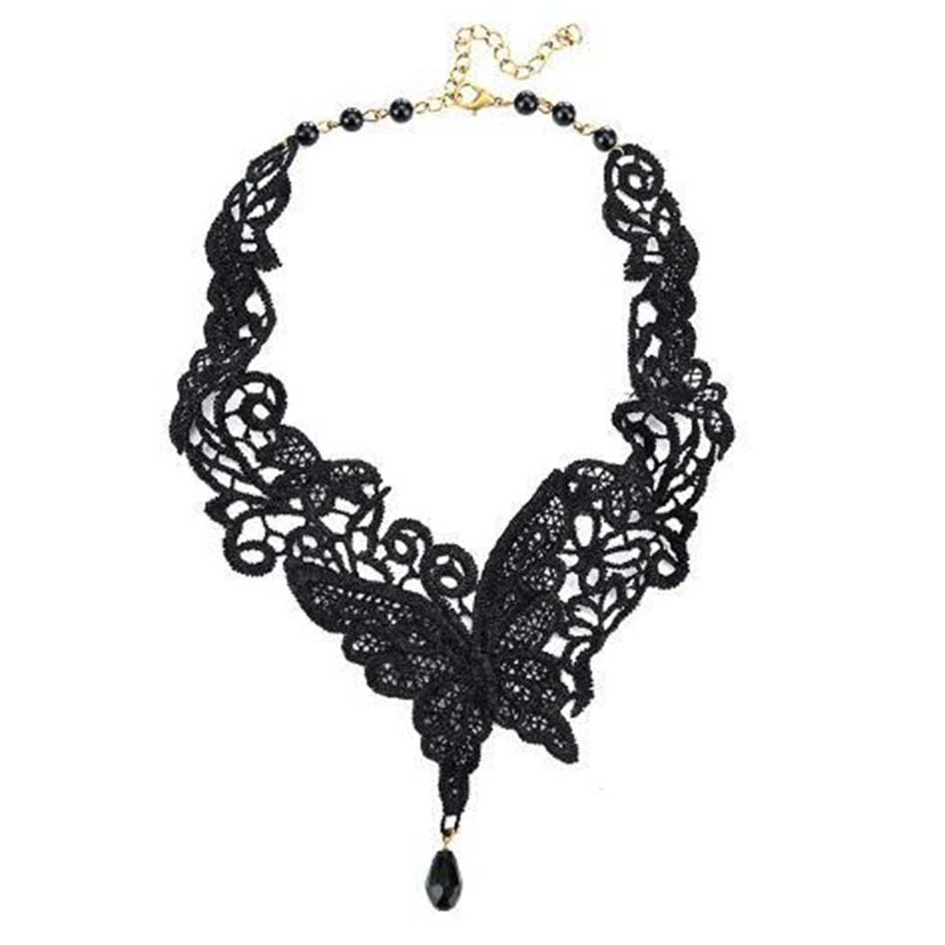 Модное кружевное сексуальное готическое колье с бабочкой черный шейный ожерелье для женщин ювелирные изделия.