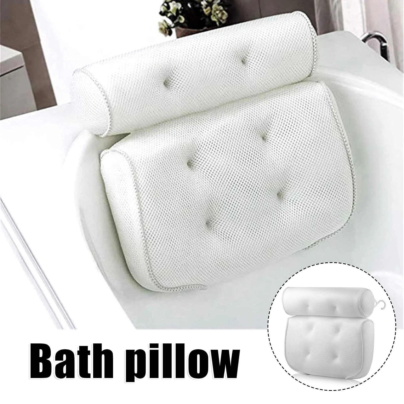 

Luxury Bath Pillow Ergonomic Bathtub Spa Pillow with 3D Air Mesh Technology and 6 Suction Cups for Bathtub Hot Tub VJ-Dr