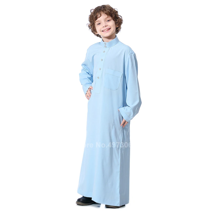 

Kids Muslim Robe Teenager Saudi Arabia Pakistan Boy Thobe Middle East Full Sleeve Jubba Thobe Islamic Clothing Men Kaftan Qamis