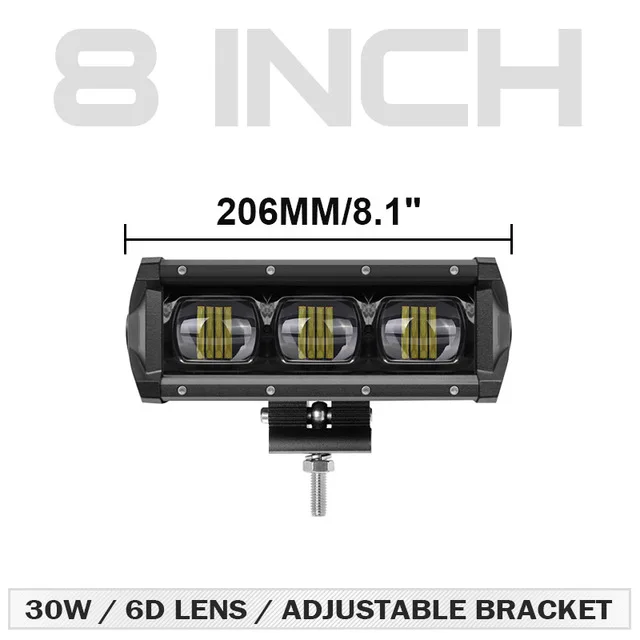 8 inch work light DERI 6D объектив 30 Вт 60 Вт 8 дюймов Однорядный точечный светодиодный светильник 14 дюймов светодиодный светильник для внедорожника 4WD грузовик ATV 12 в 24 в автомобильный светильник s - Цвет: 8 inch work light
