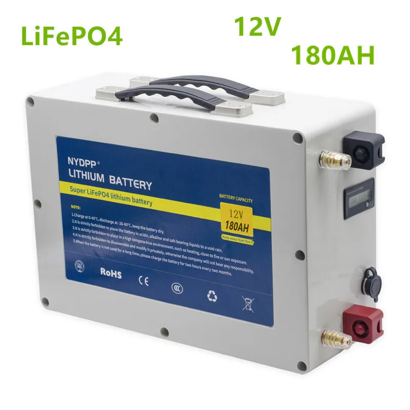 

Аккумуляторная батарея LiFePO4, 12 В, 180 Ач, литиевая батарея 180 Ач, с зарядным устройством 20 А для rv, лодки, резервного питания