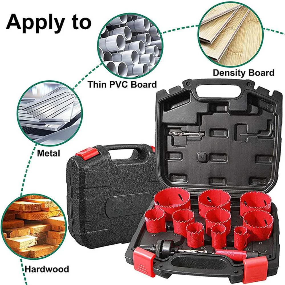 

17pcs 19-64mm Hole Saw Cutter Set M3 Wood Metal Drilling Hole Core Cutter Hole Saw Drill Bits Hand & Power Tool Accessories