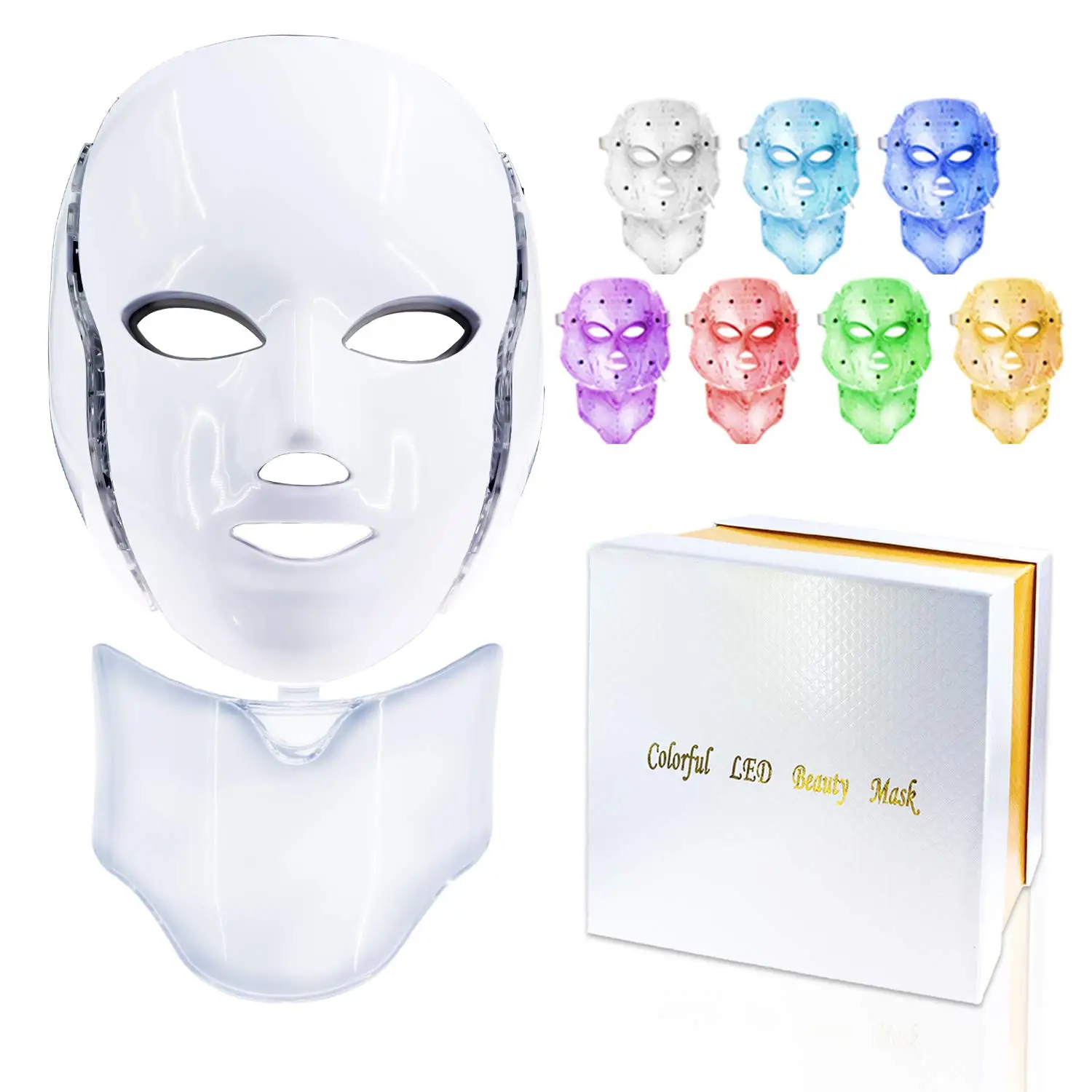 

Светодиодная маска 7 цветов светильник ная маска для лица, аппарат для красоты шеи и терапии со светодиодсветильник кой, омоложение кожи, пр...