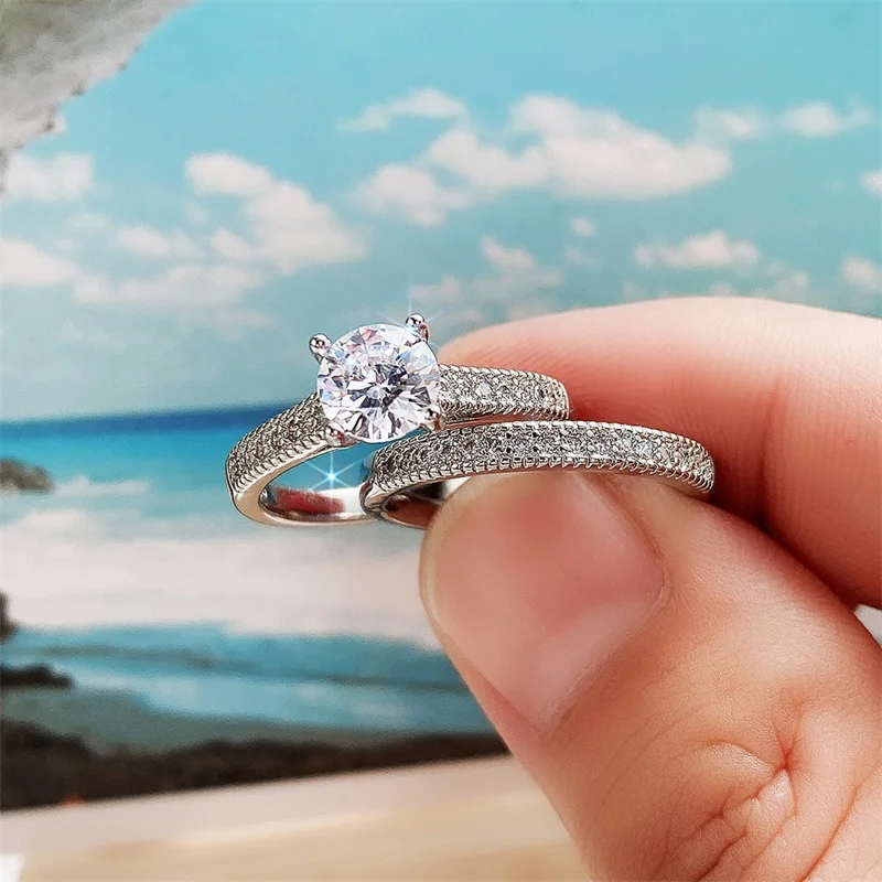 

Обручальные кольца для женщин CAOSHI Delicate 2 шт./компл., набор высококачественных аксессуаров для помолвки, шикарный подарок