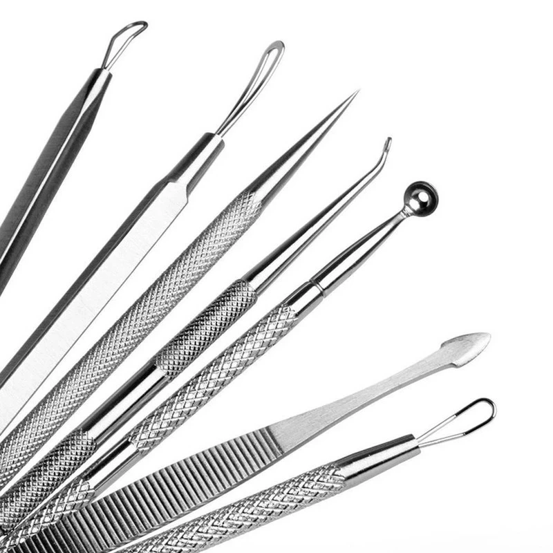 

Acne Blackhead Remover Needle Tools Set 7pcs Blackhead Tweezer Pimple Extractor Stainless Steel Blackspot Removal Skin Care Tool