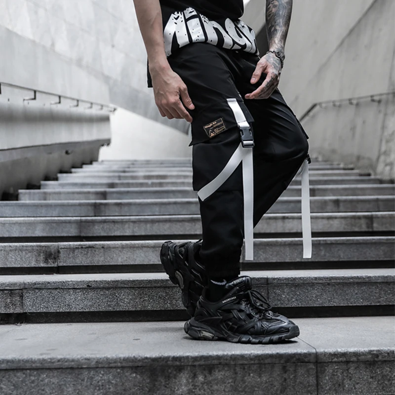 Модные свободные повседневные брюки карго мужские винтажные хип хоп японские