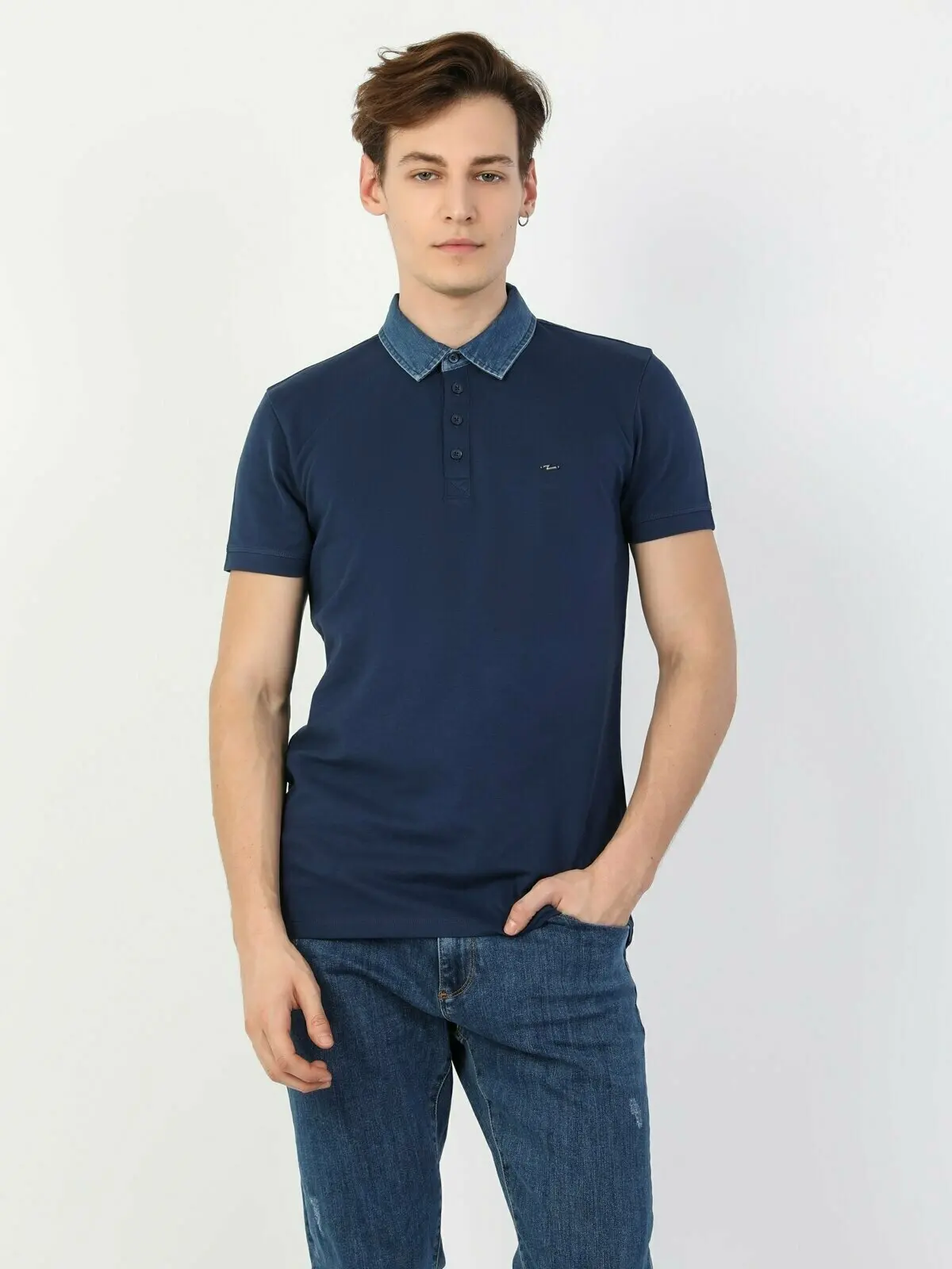 

Colins Men Slim Fit Navy Short Sleeve Polo Tshirt polo t shirts for men Polo men Polo shirts,CL1033370