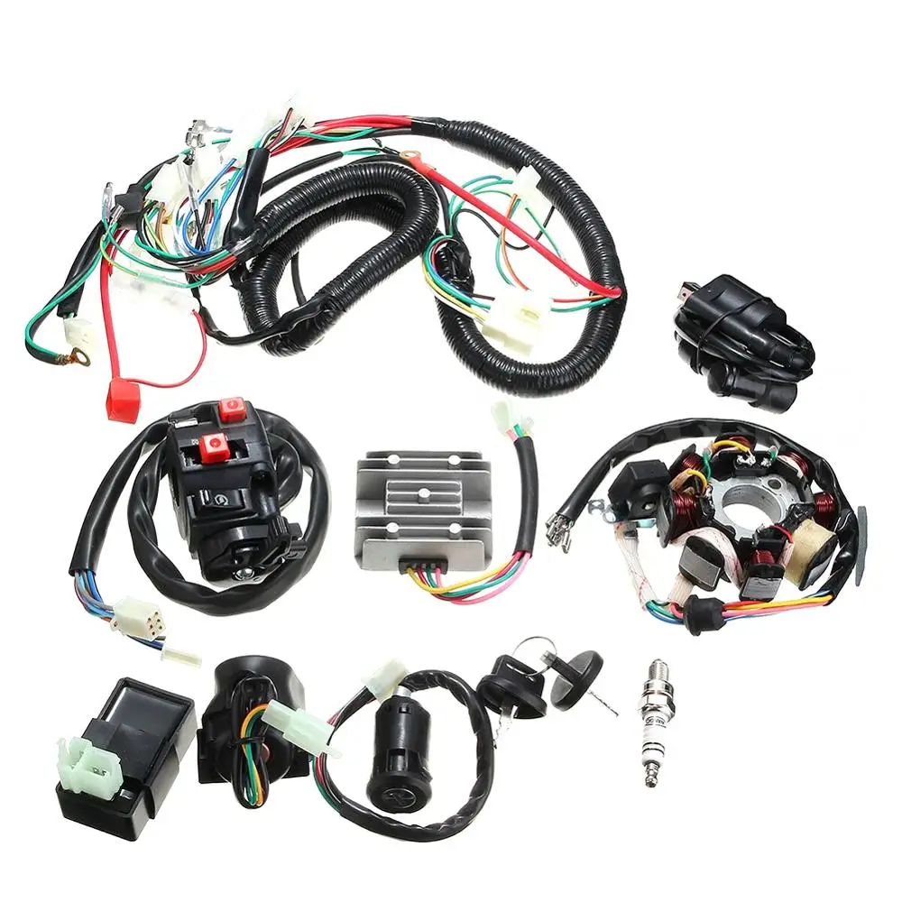 

High Quality Electrics Wiring Harness Wire Loom ATV QUAD 125 150 200 250cc Stator CDI Coil Fast Shipping