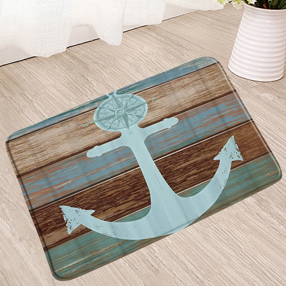 

Sea Anchor Bath Mat Ocean Navigation Bathroom Rug Shower Toilet Kitchen Absorption Carpet Bedroom Entrance Doormat Non-Slip Mats