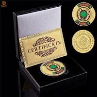 texas casino green clover lucky collectible coin poker token badge coin collection wluxury box gift