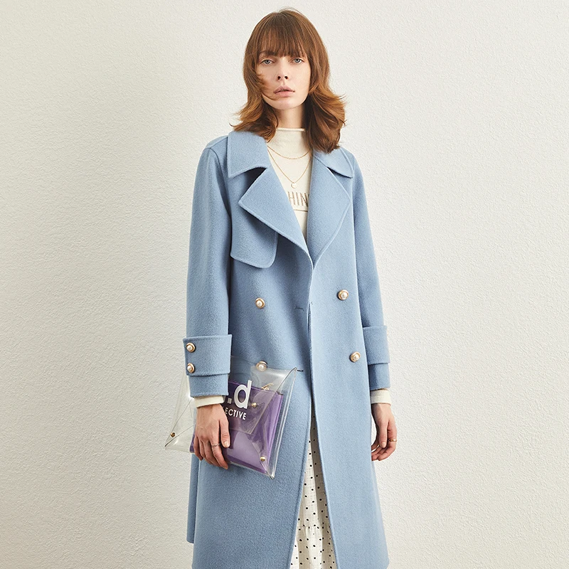 Элегантное модное женское пальто из 100% ной шерсти Весна 2020 длинное тонкое Новое