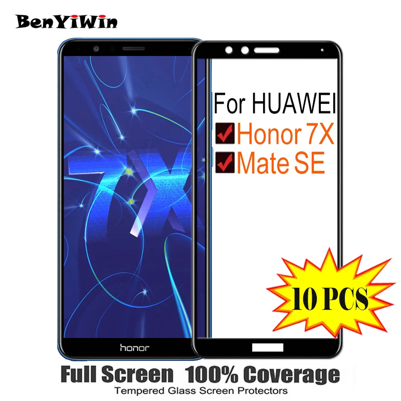 10 шт. защита для экрана закаленное стекло 100% полное покрытие Huawei Honor 7X Защита от