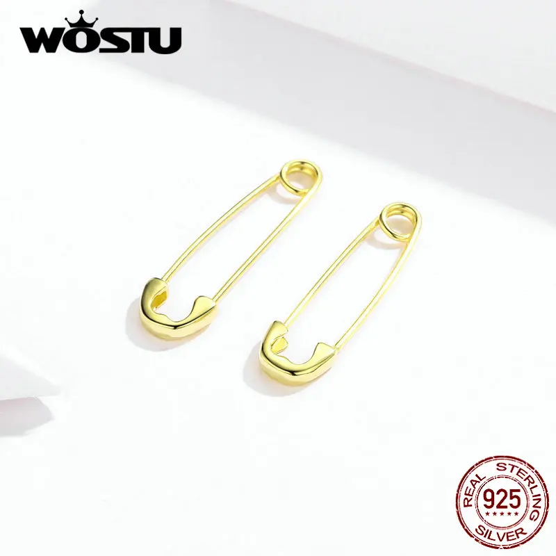 WOSTU реальные 925 пробы Серебряная булавка из нержавеющей стали, серьги-кольца для Для женщин модные минималистичные сапоги Стиль панк серьги ювелирные изделия FIE695-A