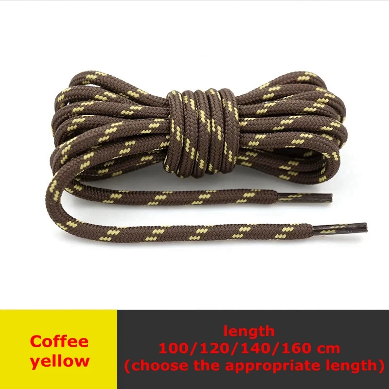 Coffee yellow 1 пара тонкие Круглые Шнурки высокой плотности ткацкие шнурки для обуви для прогулок, походная скользящая веревка, кроссовки для обуви 100/120/140/160 см - Цвет: Coffee yellow