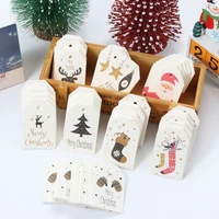 50pcs party cards xmas decoration wrapping supplies santa claus gift wrapping hang tags christmas labels kraft tag
