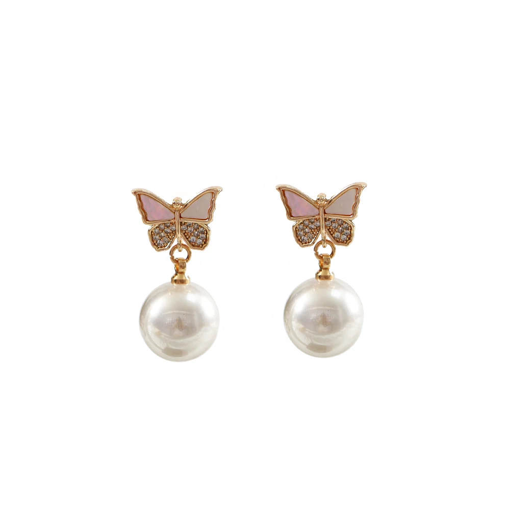 

LANFLORA мода подарок Бабочка циркон женские свадебные жемчужные серьги-гвоздики с медного сплава серьги классический оптовая продажа серьги