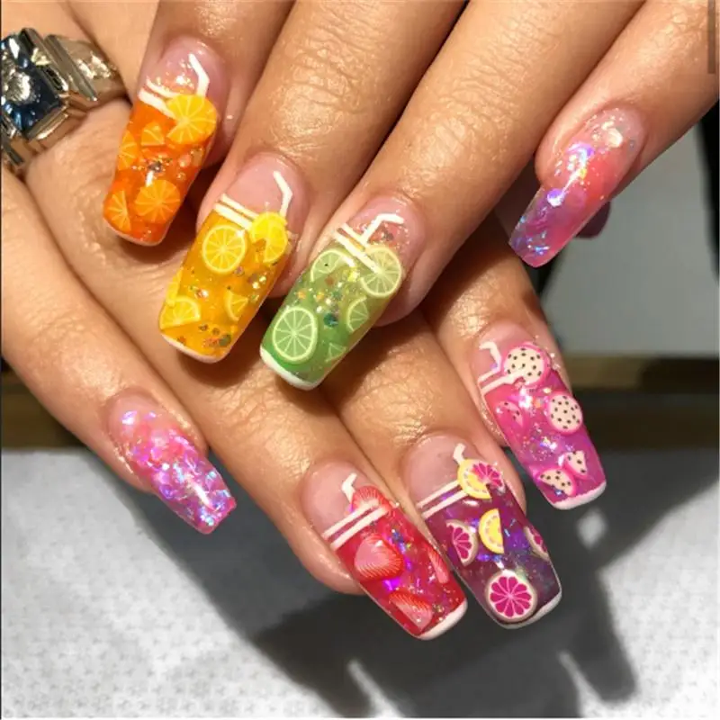 1000pcs/bag 3D Polymer Clay Tiny Fimo Fruit Slices Wheel Nail Art DIY Designs Decor | Красота и здоровье