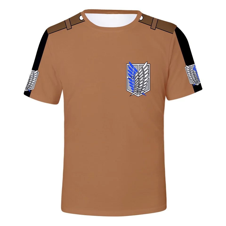 

Attack on Titan Cosplay Tshirt Anime 3D Print Tops Tees Summer Causal Mens Short Sleeve Tshirt Streetwear Boys Clothes
