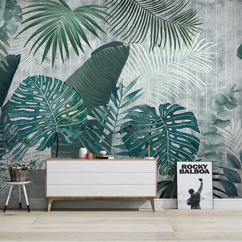 

PVC Self-Adhesive Waterproof Wallpaper 3D Retro Leaf Plant Murals Living Room Study Background Decor Papel De Parede 3D Stickers
