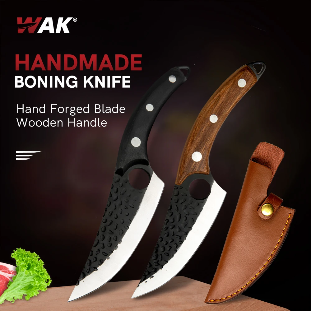 

WAK Handmade Kitchen Meat Cleaver Knife Full Tang Stainless Steel Kitchen Knife With Wooden Handle Kitchen Huusk Knife