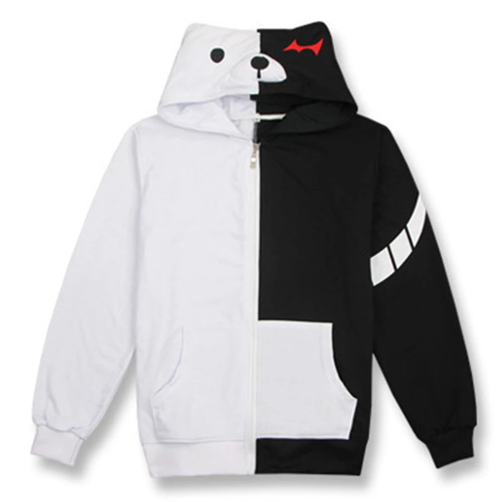 

Anime Danganronpa Monokuma Cosplay Costume Black White Bear Hoodie Sweatshirt Men Women Hooded T Shirt Long Sleeve Coat Jacket
