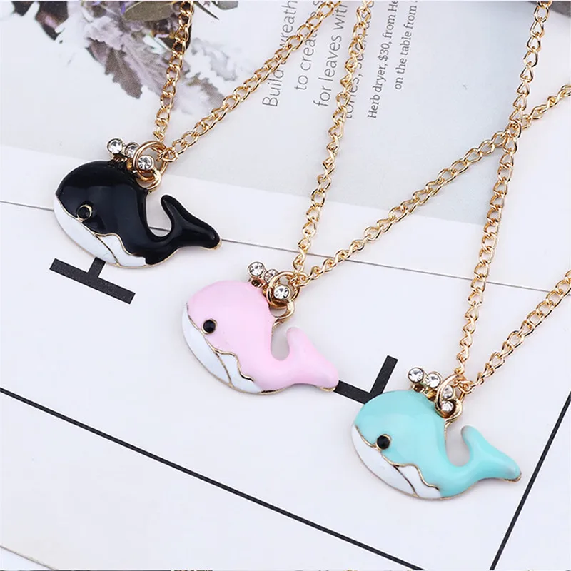 Ожерелье ZRM Стразы ожерелье с Китом Очаровательное подвеской в виде рыбки из